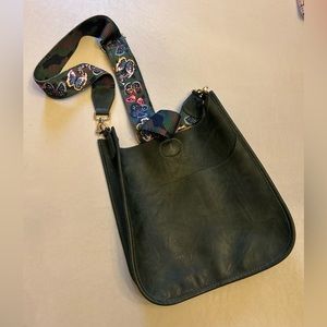 Green Hobo Bag With Reversible Butterfly and Camo strap